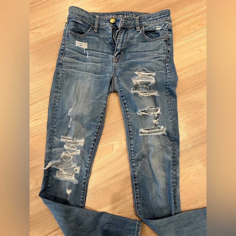 American Eagle Outfitters Ripped Skinny Jeans in Blue - Picture 6 of 7
